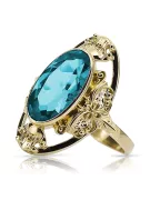 Ring Aquamarin 14 Karat Gelbgold Vintage Handwerk vrc014y